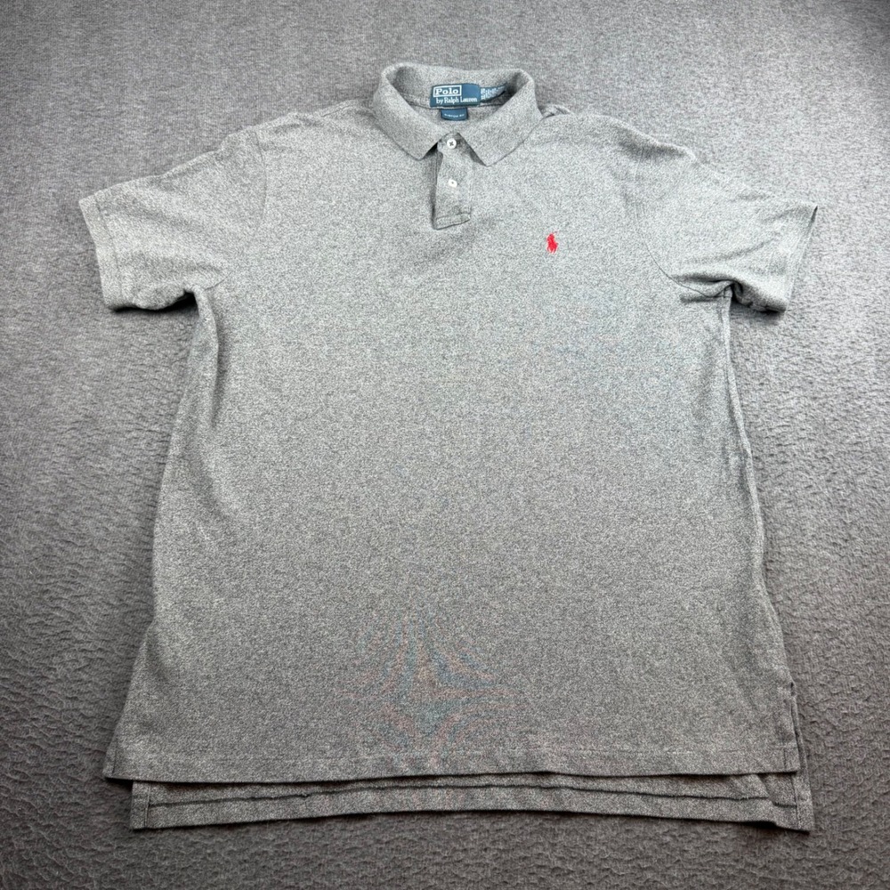 Polo Ralph Lauren Polo Shirt Men's XL Grey Custom Fit Short Sleeve Red Pony Logo